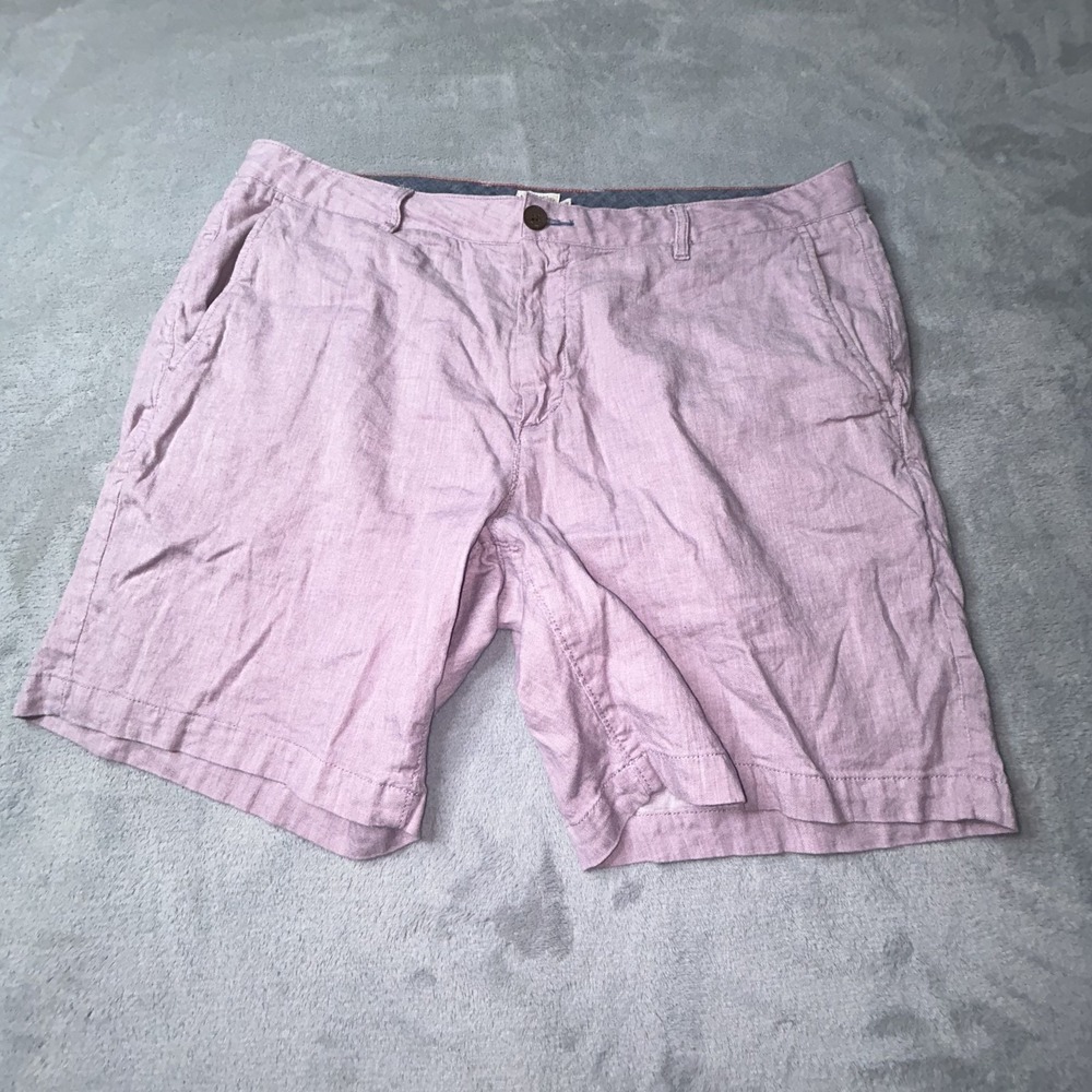 Faherty Shorts Mens 36 Pink Linen Blend Casual Chino Lightweight Summer Pockets